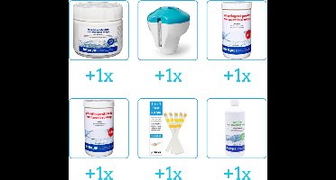 Zwembad Onderhoudsset - Startersset bevat Chloor - Chloordrijver - PH-min en PH-plus - Testrips - Anti Alg - Interline Onderhoud Starterspakket - Voor zwembaden en Spa's - Voor kleinere zwembaden tot 2500 liter (6-delig)