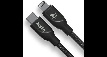 Aqiila iPhone Laadkabel, USB-C naar Lightning kabel [MFi-Gecertificeerd], 30W, 480Mbps, 1 meter, gevlochten, Cablebird CB21 Zwart