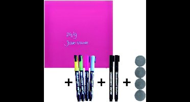 Desq magnetisch glasbord set PRO 35x35 cm roze