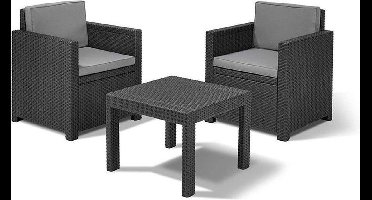 Allibert - Balkonset Victoria - 3-delig - Wicker - Antraciet