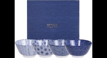 Set 4 japanse rijstkommen - Nippon Blue - Tokyo Design Studio