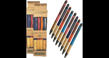 green-goose® Bamboe Stylus Pen | 8 Stuks | Met Vilt Pennenhouder | Verschillende Kleuren | Duurzaam Cadeau
