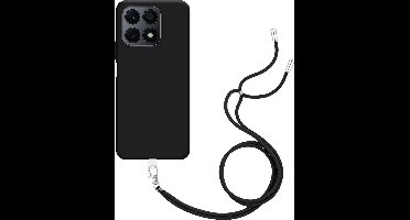 Just in Case hoesje met koord geschikt voor Honor X8a Hoesje met Koord - Flexibele Case - Zwart