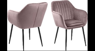 Emil eetkamerstoel dusty rose, zwart metaal.