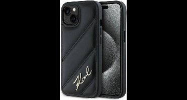 Karl Lagerfeld Diagonal Quilted Script hoesje voor iPhone 15/14/13 - zwart