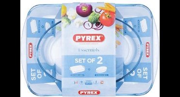 Pyrex - Must Have Kits Ovenschaal Ovaal en Rechthoek 2-Delig - Transparant - Borosilicaatglas