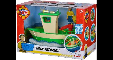 Simba Brandweerman Sam vissersboot speelgoed met figuur - Charlie.