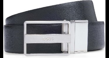 BOSS Leren Riem Glenoll Belt Giftbox W115 Black / Blue Zwart Donkerblauw