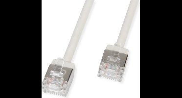 ROLINE U/FTP DataCenter Patchkabel Cat.6A (Klasse EA), LSOH, dun, extra korte stekker, grijs, 1 m