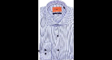 Suitable Overhemd Twill Print Blauw - Maat 40 - Heren - Overhemden Formeel