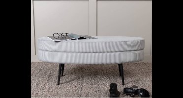 Venture-Home-Hocker-Otto-100x40x41-cm-ribfluweel-zwart-en-grijs