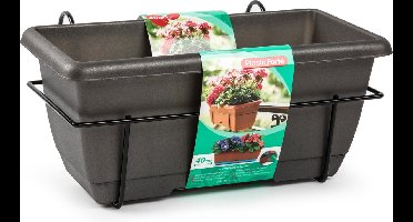 Plasticforte Balkonbak - antraciet - 40 cm - plantenbak met hanger - bloembak