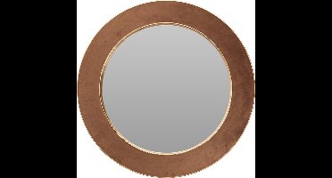 H&S Collection Spiegel Algarve - bruin - rond - vilt/staal - D60 cm - wandspiegel