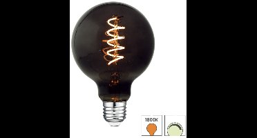 Lybardo DeepBlack - E27 LED lamp - 4W dimbaar - 1800K Extra Warmwit Licht - Globe 95 mm
