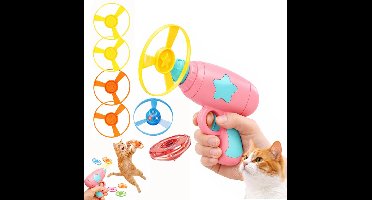 Apporteerspeelgoed voor katten - Interactieve, oplichtende vliegende schijfwerper en apporteerspeelgoed voor katten, speelgoed met propellers voor training en jacht, speelgoed voor katten en kittens met kleurrijke vliegende propellers