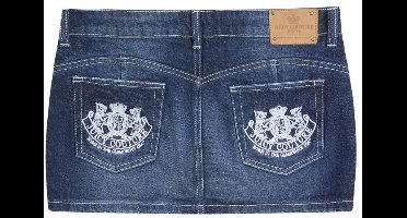 Juicy Couture Juicy Couture Stretch Denim Low Rise Mini Skirt Back Pocket Dog Crest - Maat W26