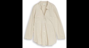 Tom Tailor - Overhemdblouse met linnen - Maat 34 - sand stone beige