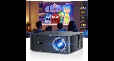 Beamer - Projector - Mini Projector - FHD 1080P - Bluetooth & WIFI – AI Auto Focus – 1000 ANSI Lumen – 30000 Lumen Helderheid – Auto-Focus – 4K Ondersteuning – EU Plug