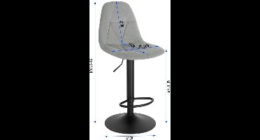 Barkrukken - Set van 2 Ergonomische Barstoelen – Fluweelen Zitten met Rugleuning – Verstelbare Hoogte (60-81 cm) – 360° Draaibaar – Stabiele Basis – Lichtgrijs
