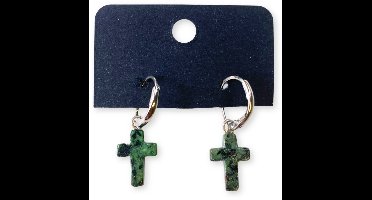 Zoisiet kruis oorbellen - fashion jewelry