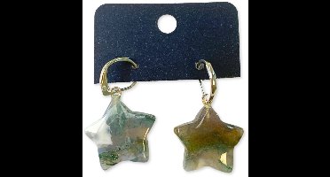 Agaat mos ster oorbellen - fashion jewelry