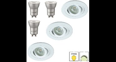 Lybardo - Inbouwspots extra klein 3-pack - Kantelbaar + LED Spot 3.5W - Dimbaar - Warmwit Licht