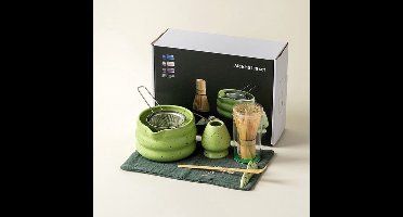 7-delige Matcha Theeset - Matcha Accessoires - Inclusief Matcha-lepel En Theeklopperhouder - Geschikt Voor Theeliefhebbers En Beginners-Groen