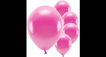 Partydeco ballonnen - 200x stuks - fuchsia roze - biologisch afbreekbaar - milieu vriendelijke feestversieringen - rond - feestartikelen