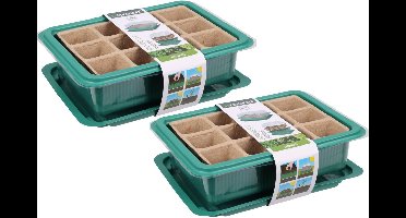 Pro Garden Stekpotje / kweekpot in kweekbak - 2x - 4x stuks - 20 x 15 x 6,5 cm -turfpotjes -moestuin