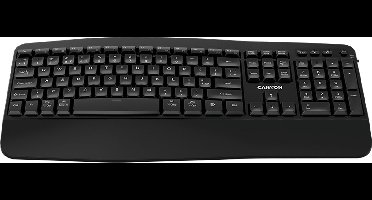 Canyon HKB-W6 - Draadloos Ergonomisch Toetsenbord - Zwart - Volledig Toetsenbord - 2.4 GHz en Bluetooth