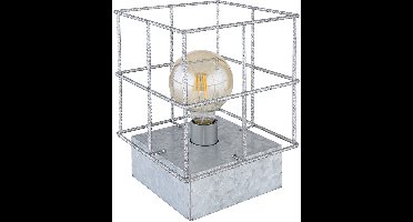 Tafellamp Tafellamp Nachtlamp Slaapkamerlamp, industriële metalen rasterwerk kap zinkkleurig, E27 fitting, LxBxH 20x20x26.5cm