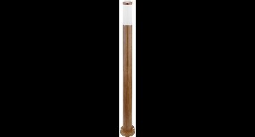 Staande lamp Buitenlamp Tuinlamp Staande lamp Patio IP44, roestvrij staal met houteffect, 1x E27 fitting, DxH 12,7x110 cm