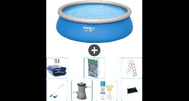 Bestway Rond Opblaasbaar Fast Set Zwembad - 457 x 122 cm - Blauw - Inclusief Pomp - Ladder Solar Mat - Solarzeil - Stofzuiger - 8-delig