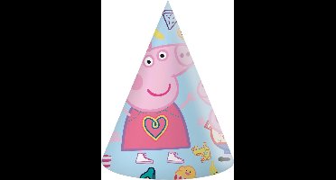 Peppa Pig hoedjes kinderfeest 6 stuks
