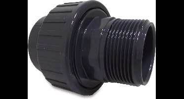 Mega Koppeling PVC-U 32 mm x 1" lijmmof x buitendraad 10bar grijs