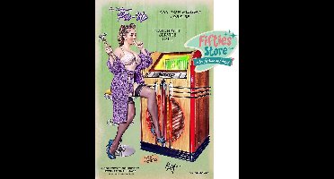 Ami Top Flight Jukebox Pin-Up 'The Unknown Pinup' Zwaar Metalen Bord 44,5 x 29 cm
