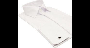 OLYMP Level 5 body fit overhemd - smoking overhemd - wit - gladde stof met Kent kraag - Strijkvriendelijk - Boordmaat: 39