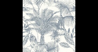 DUTCH-WALLCOVERINGS-Behang-Kidatu-blauw-en-wit