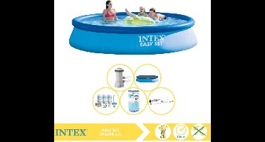 Intex Easy Set Zwembad - Opblaaszwembad - 396x84 cm - Inclusief Afdekzeil, Onderhoudspakket, Filter en Stofzuiger