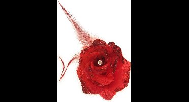 Bloem met speld/clip rood