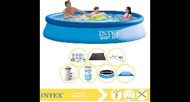 Intex Easy Set Zwembad - Opblaaszwembad - 366x76 cm - Inclusief Solarzeil Pro, Onderhoudspakket, Zwembadpomp, Filter, Grondzeil, Stofzuiger en Solar Mat