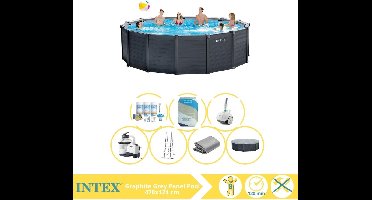 Intex Graphite Gray Panel Zwembad - Opzetzwembad - 478x124 cm - Inclusief Onderhoudspakket, Filterzand en #N/A