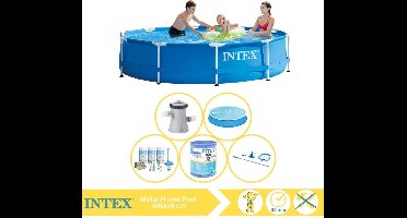 Intex Metal Frame Zwembad - Opzetzwembad - 305x76 cm - Inclusief Solarzeil, Onderhoudspakket, Filter en Onderhoudsset