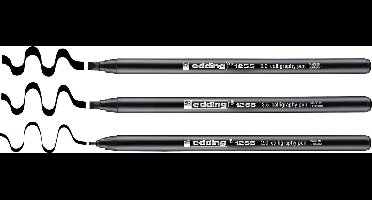 edding 1255 kalligrafiestift - zwart - 3 stiften - kalligrafiepunt 2 - 5 mm - stift voor papier, hout, terracotta, linnen - voor beginners, handlettering, bullet journal, wenskaarten, dagboek
