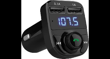Ntech - Bluetooth FM Transmitter - Autolader - Bluetooth Carkit - Muziek Streamen - Met Volumeknop en Oplaadfunctie Voor 2 Telefoons Tegelijkertijd - Handsfree Bellen - Extra Grote Microfoon - Telefoon Opladen - Spraakbediening