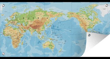 Tuinposter Wereldkaart - Atlas - Kleuren - 80x40 cm - Wanddecoratie Buiten - Tuinposter - Tuindoek - Schuttingposter - Tuinschilderij