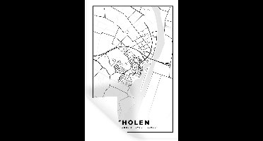 Muurstickers - Sticker Folie - Kaart - Tholen - Zwart - Wit - 20x30 cm - Plakfolie - Muurstickers Kinderkamer - Zelfklevend Behang - Zelfklevend behangpapier - Stickerfolie