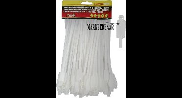 Hofftech Markeerbare kabelbinders - 4.8 x 190 mm - wit - set van 100 stuks