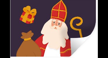 Muurstickers - Sticker Folie - Sinterklaas - Sint - Staf - Kinderen - Jongens - Meisjes - Kids - 30x20 cm - Plakfolie - Muurstickers Kinderkamer - Zelfklevend Behang