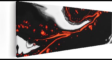 Artaza Canvas Schilderij Abstracte Kunst - Zwart en Wit met Rood - 120x40 cm - Groot - Wanddecoratie Woonkamer - Schilderijen - Muurdecoratie